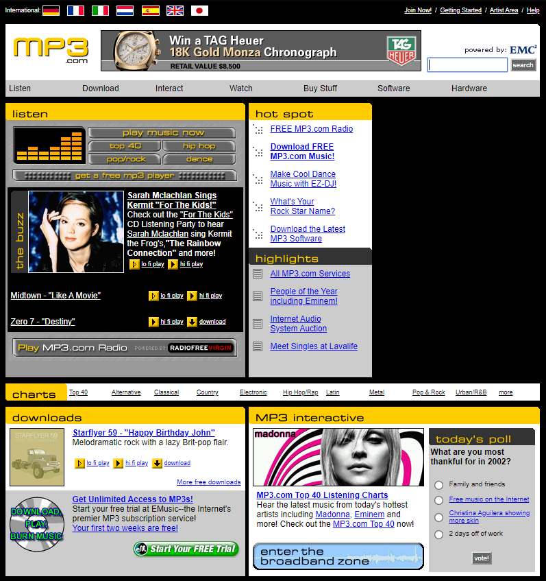 mp3.com screenshot